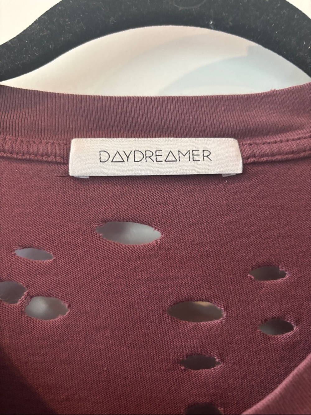 Daydreamer Johnny Cash Distressed Crew Neck Tee - Plum - Picture 2 of 6